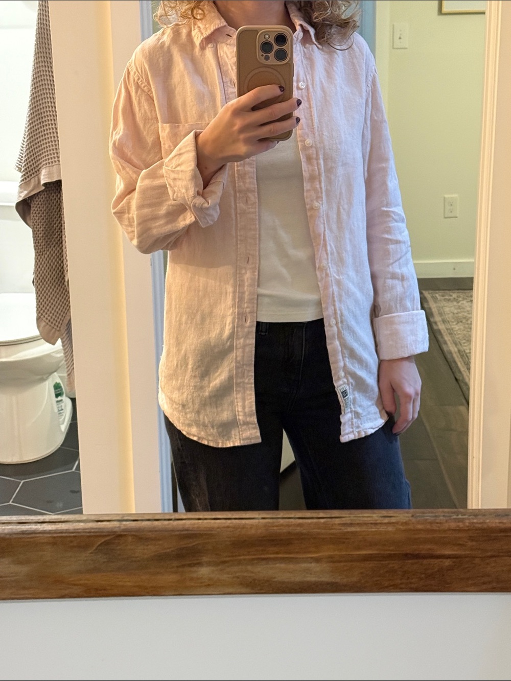 J crew linen shirt XS slim